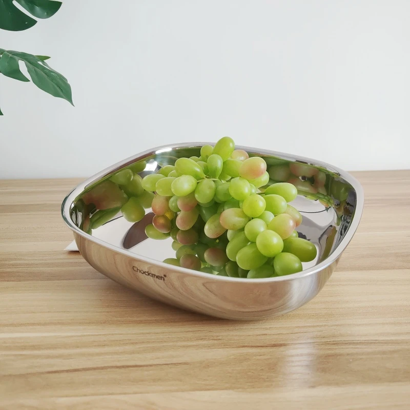 Chockmen 18-10不锈钢加厚加深多用盘备菜料理盆水果盆电磁炉方盘