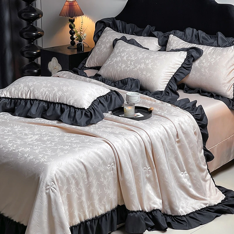 南通家纺琛陌凉感法式公主风提花天夏凉被四件套夏季冰空调被可机