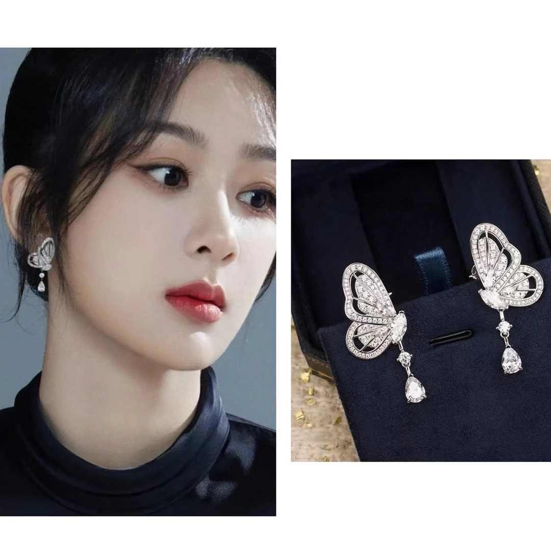 合金耳饰 蝴蝶结水滴耳坠色简约奢华不掉色流苏耳钉时尚女耳环