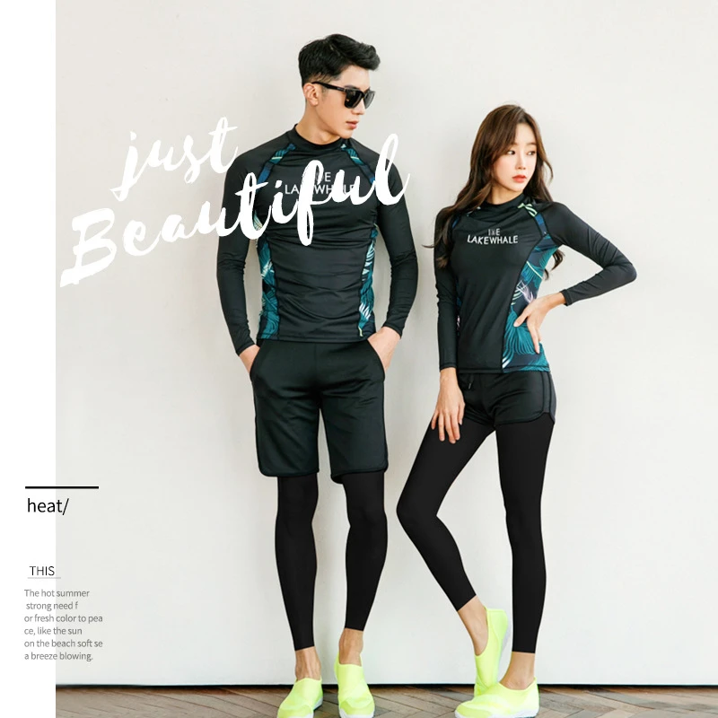 韩式潜水服女分体长袖泳衣男显瘦速干情侣浮潜冲浪水母衣温泉现货