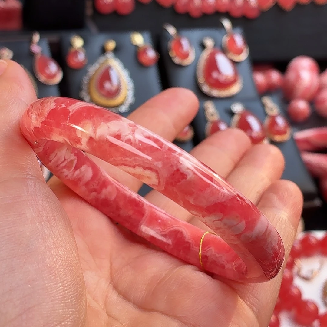 菱锰矿（红纹石）未镶嵌手镯