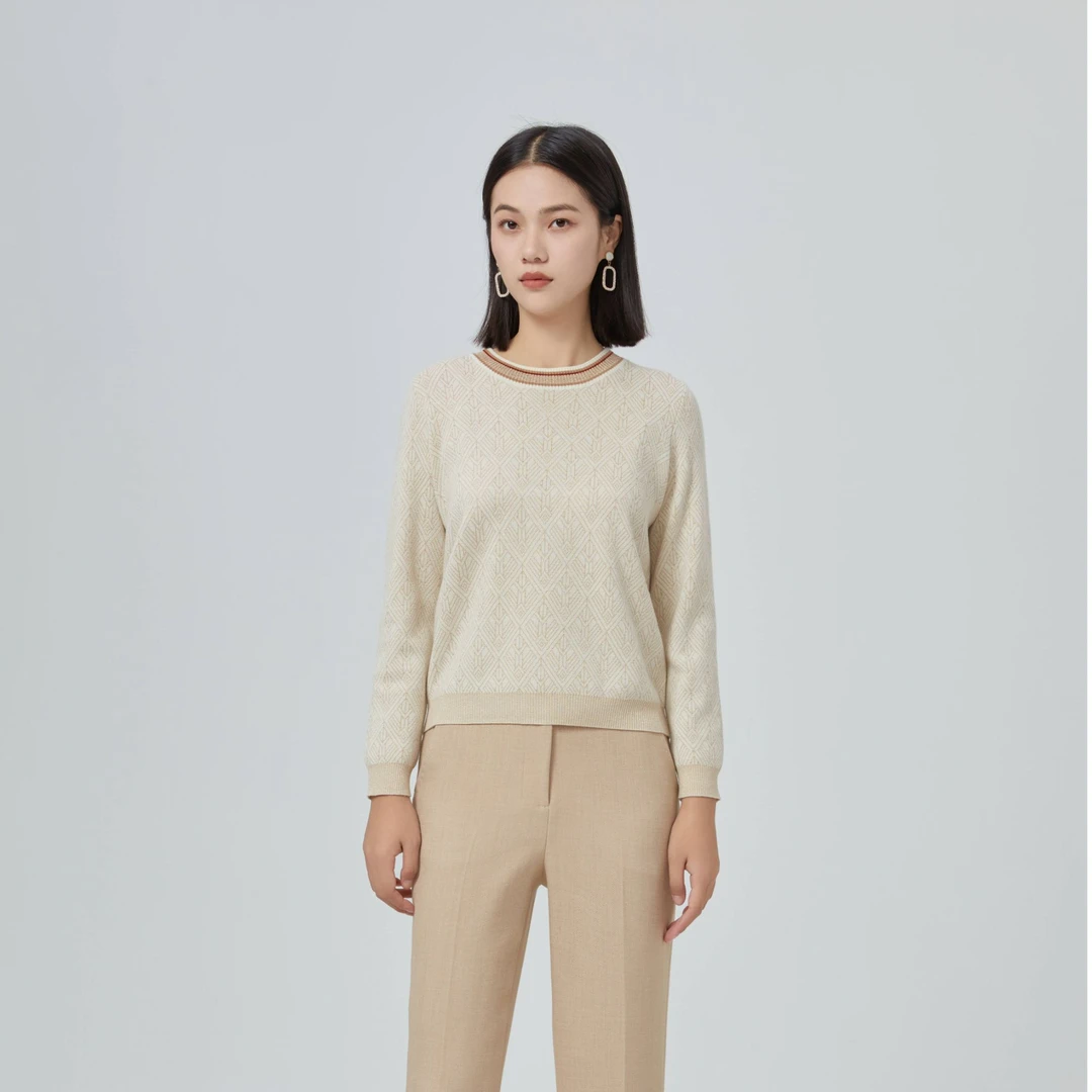 【立子专属】FINITY 专柜羊毛混纺针织衫宋瓷纹样提花 F20WD6002S