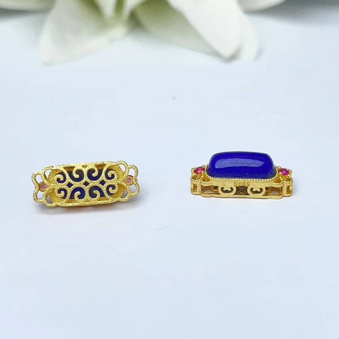 【千奇饰品】B803 天然青金石马鞍通孔花边款DIY简约百搭配件15*6mm