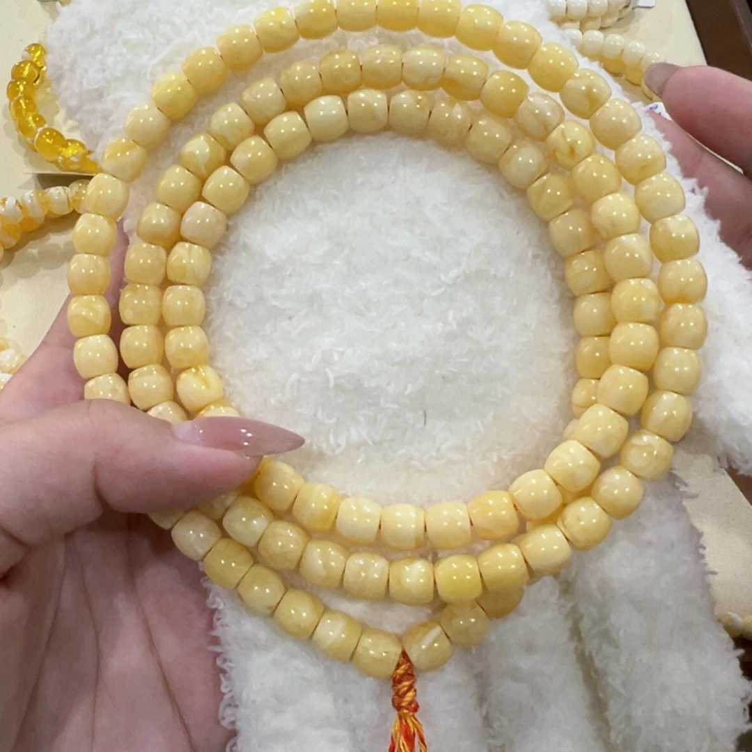 蜜蜡手链未镶嵌陈*文8m浓蜡直切长串