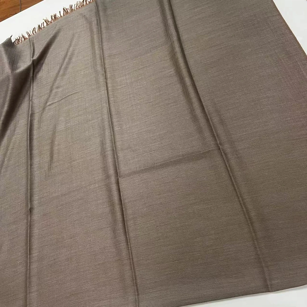 羊绒长巾-咖蓝丝滑 100*200cm丝巾