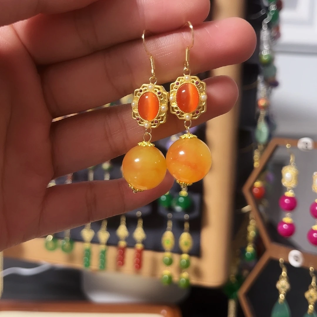 锆石纯铜925银耳饰