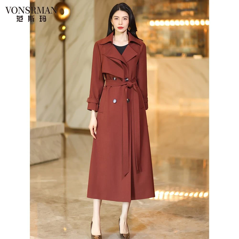 时尚气质长款风衣过膝高级感洋气流行女装春秋新款显瘦时尚西装领