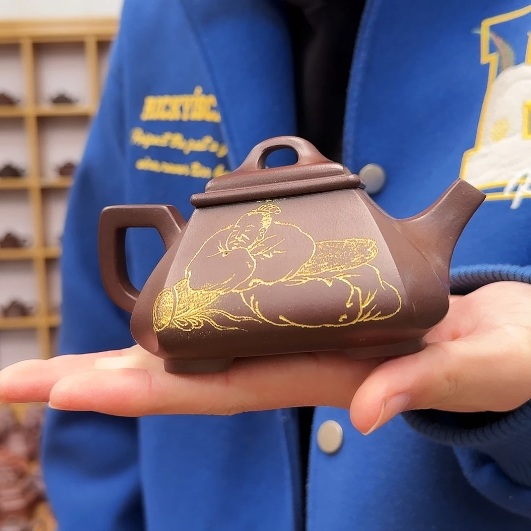 茶壶紫砂四方抽角石瓢260cc