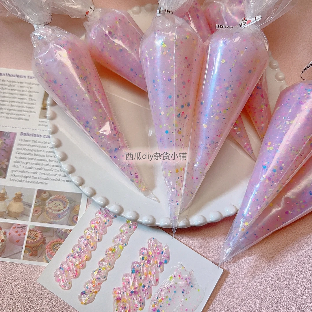 不防冻仿真奶油胶80G水晶胶童趣闪粉亮片果冻胶材料DIY材料定制色