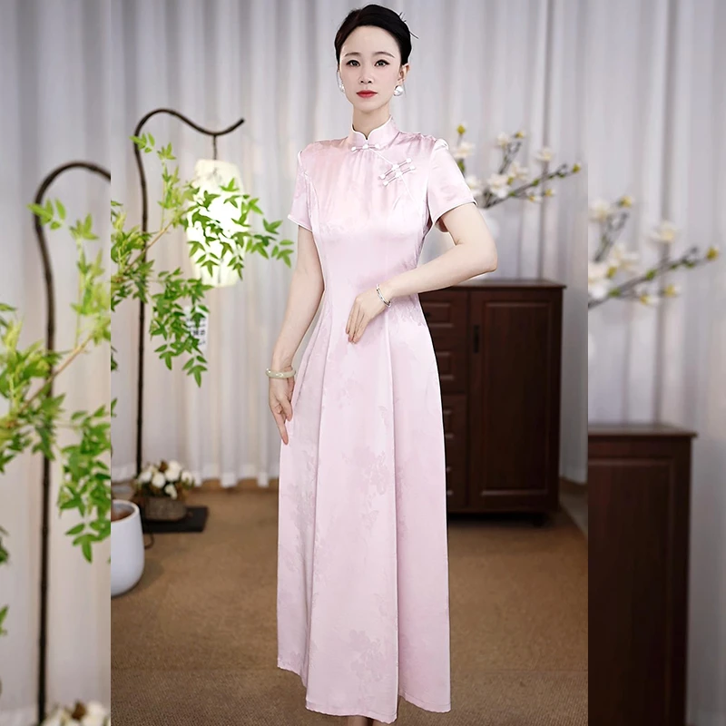 【GU18】2025春夏新款高端提花复古奥黛中国风年轻款旗袍连衣裙