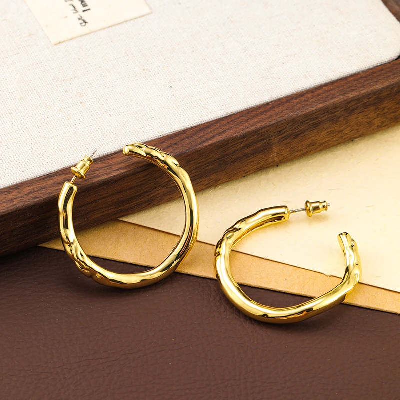 黄铜耳饰 圈圈耳环女小众设计冷淡风纯银耳圈2025新款爆款