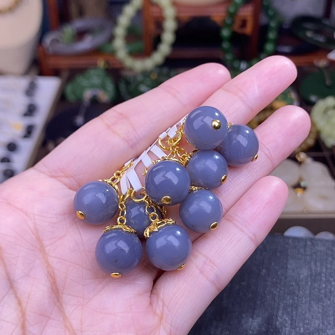 和田玉多样性发一 925.银浓烟紫圆珠未镶嵌