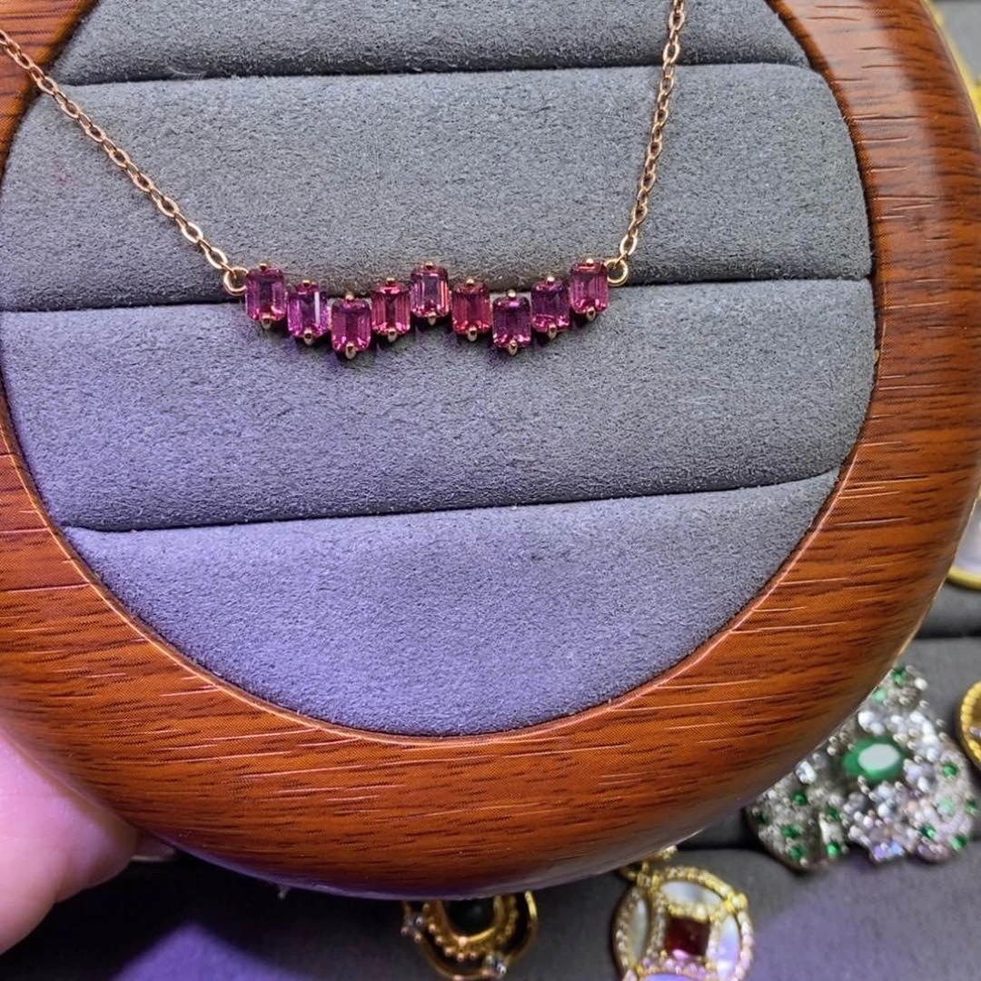 石榴石套链银S925镶嵌