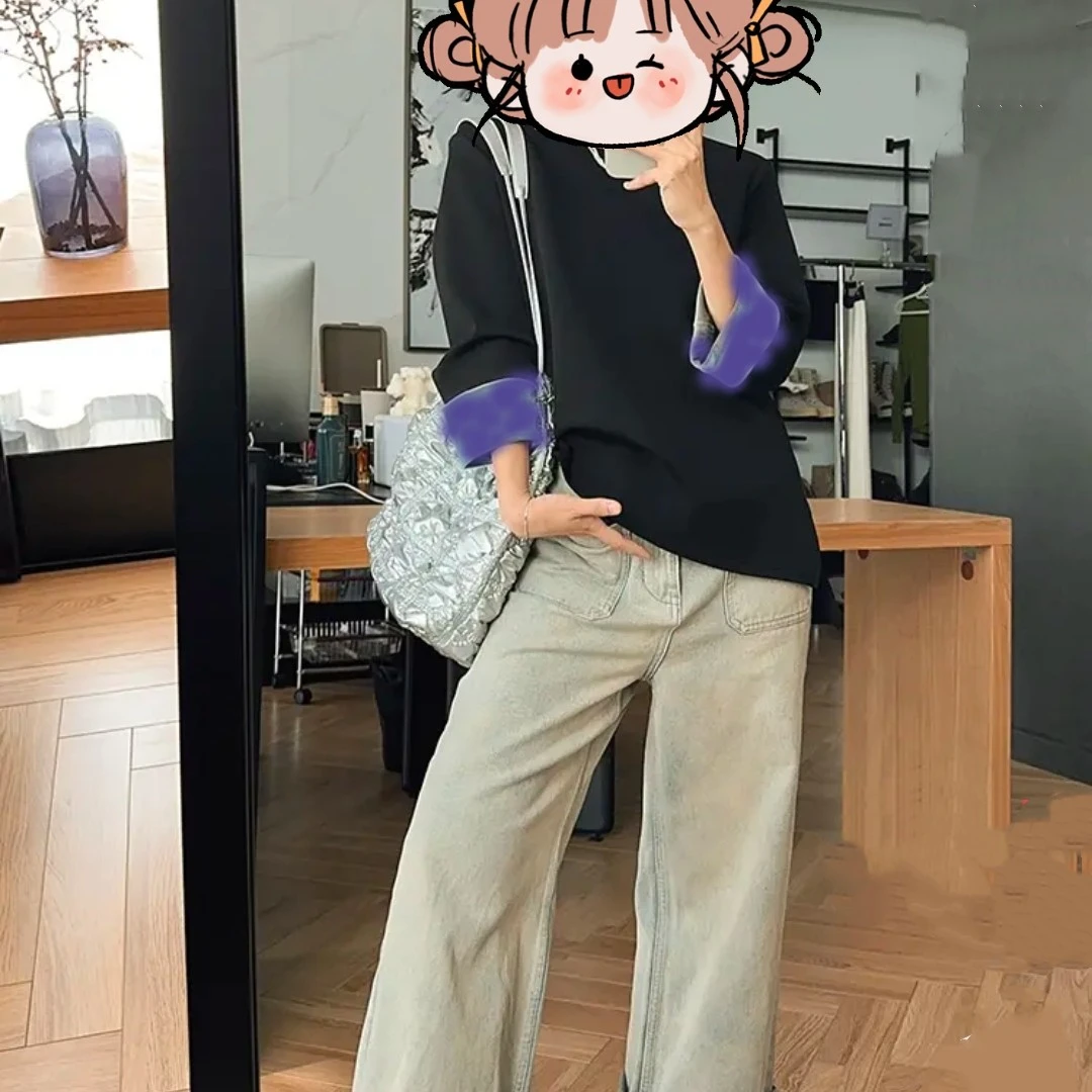 卫衣新中式女圆领长袖！复古春季显瘦打底设计感ins韩版宽松T恤