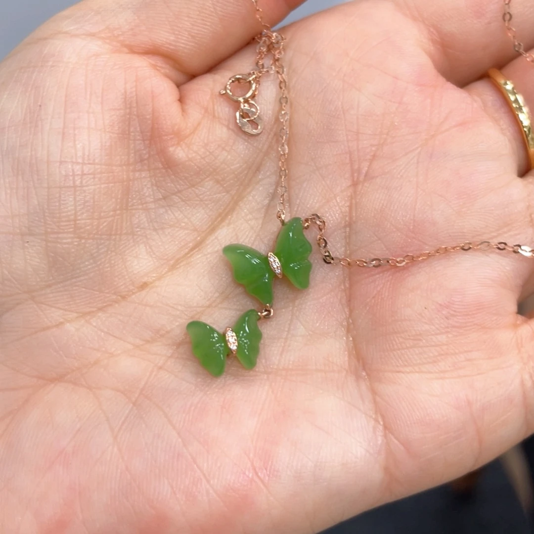 和田玉18K金镶嵌颈饰