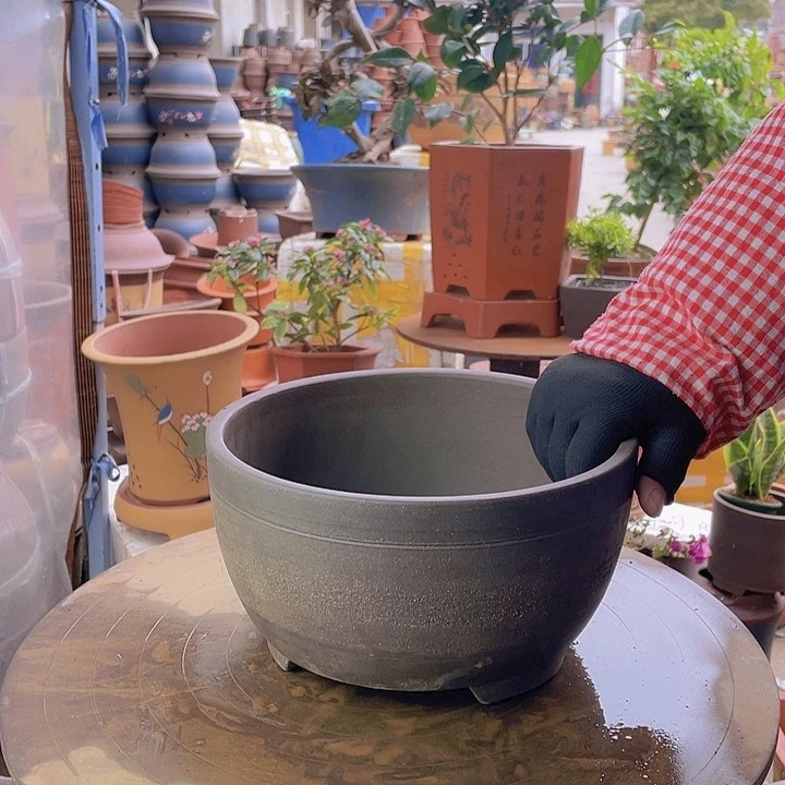 紫砂宜兴紫砂花盆拉毛24