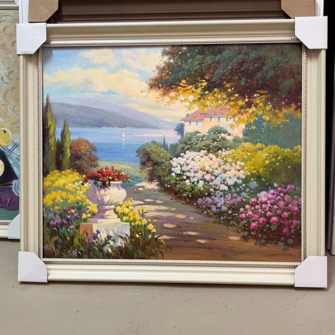 油画阿****活花海纯手绘油画带框60×70
