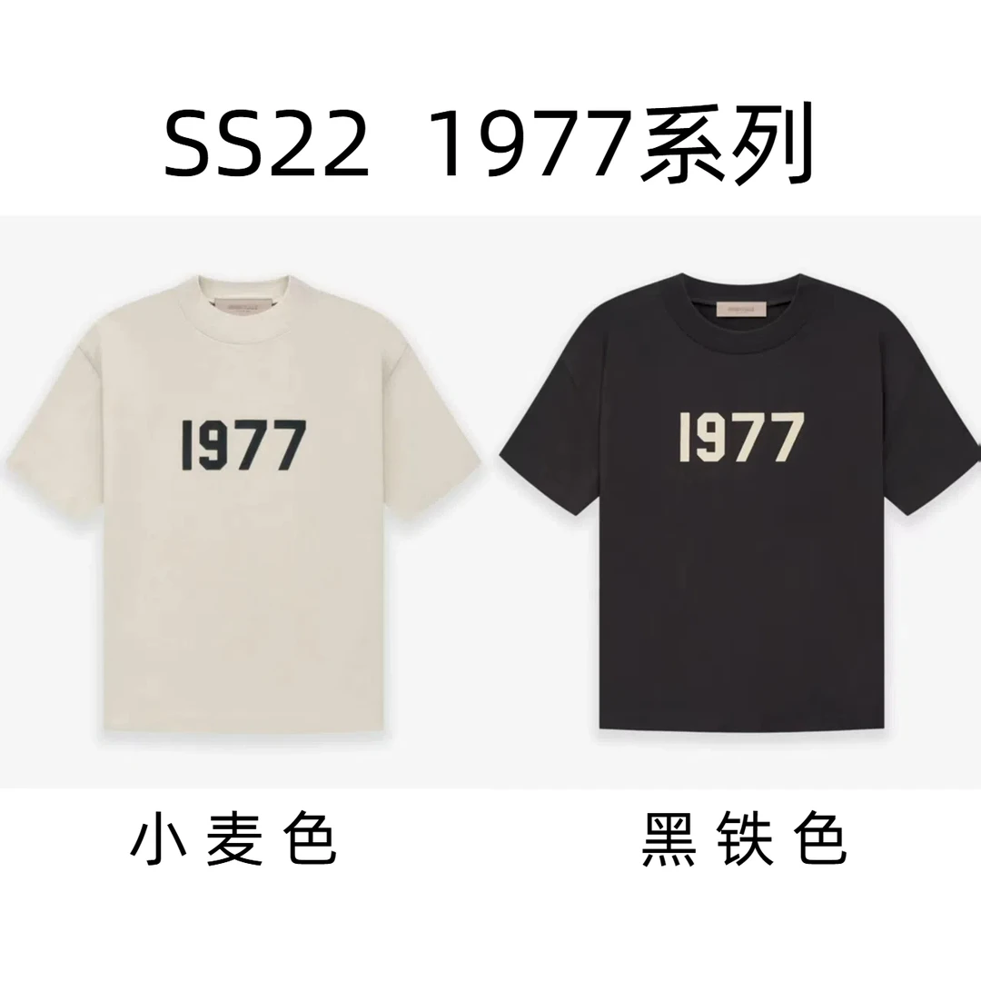 【1977短袖】1977经典短袖电镀植绒印花纯棉