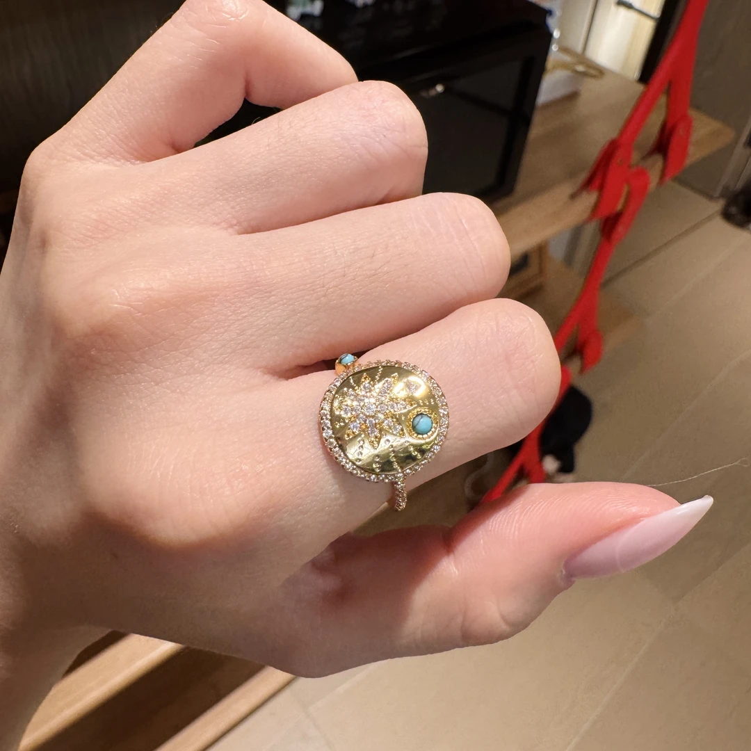 合金合成锆石戒指 夏日薄荷五芒星戒指-zyy278