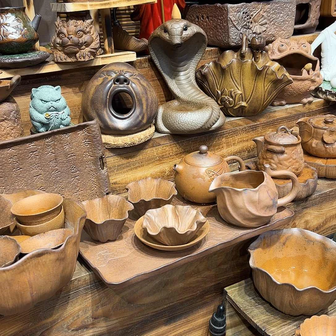 复古风格老陶泥系列茶盘茶具摆件