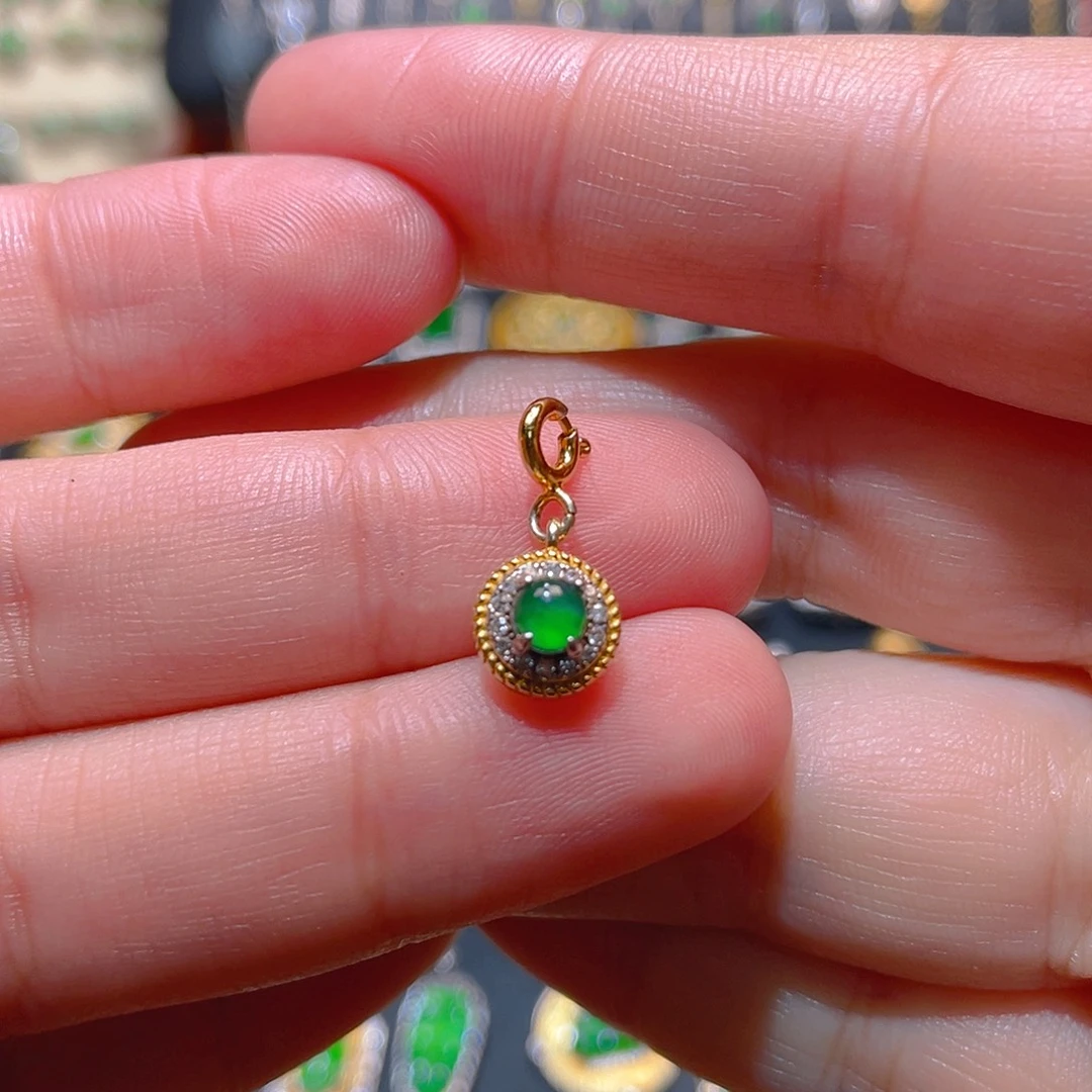 翡翠银S925镶嵌吊坠(不含链)