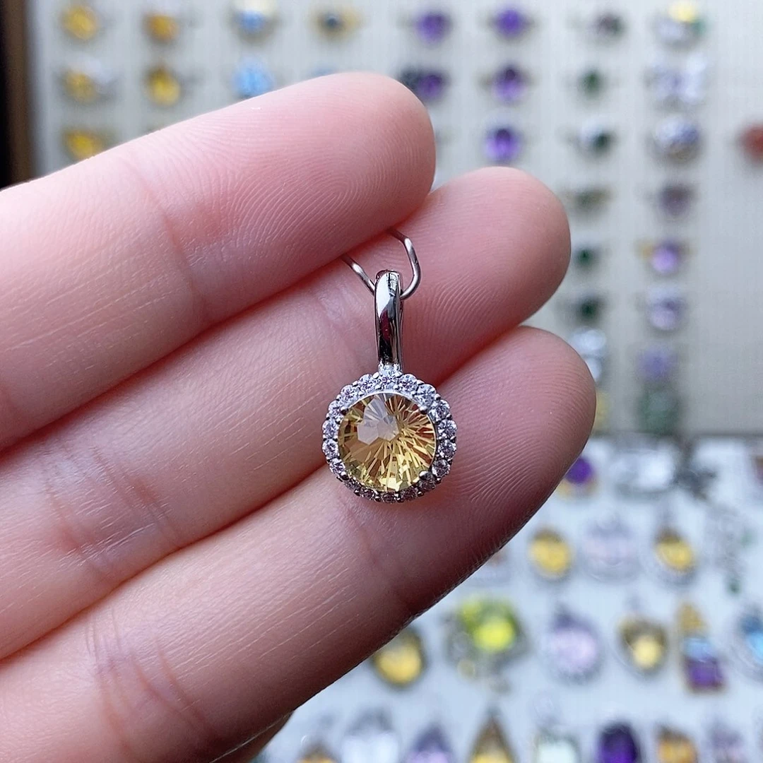 银S925镶嵌吊坠(不含链)黄晶需要证书备注
