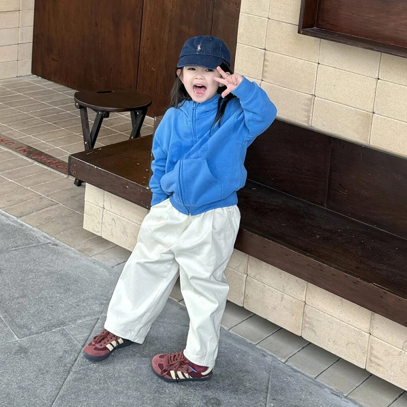 壹妈品质童装女童秋装新款儿童卫衣休闲时髦百搭蓝色字母蓝色上衣