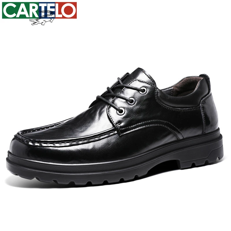卡帝乐鳄鱼男士真皮工装皮鞋时尚百搭黑色商务增高厚底英伦风男鞋