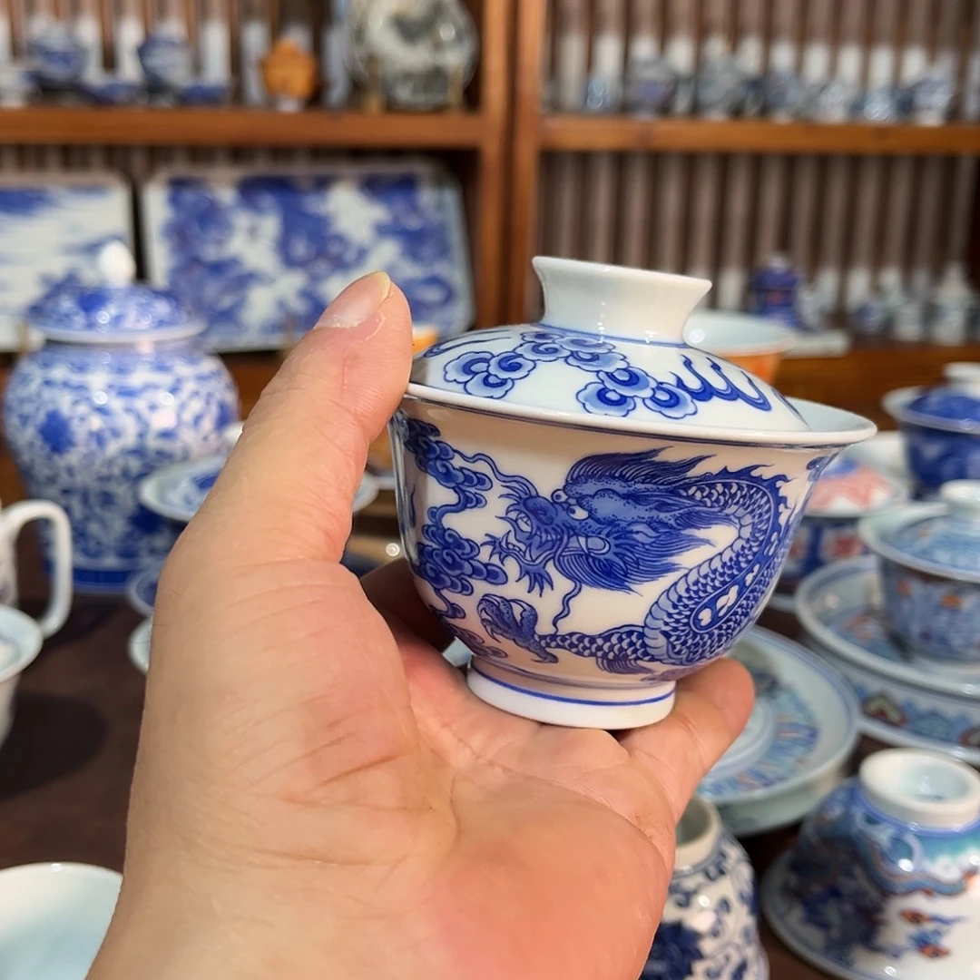 錡镇堂手工手绘盖碗