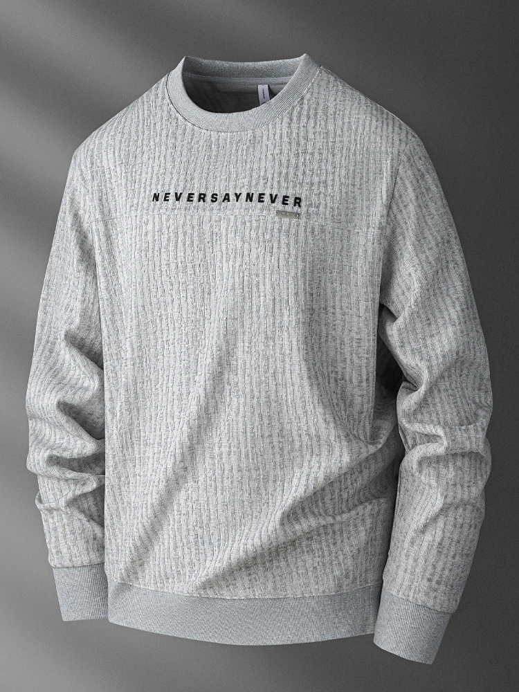 2025秋冬新款男士潮流字母印花圆领卫衣休闲宽松时尚套头上衣长袖