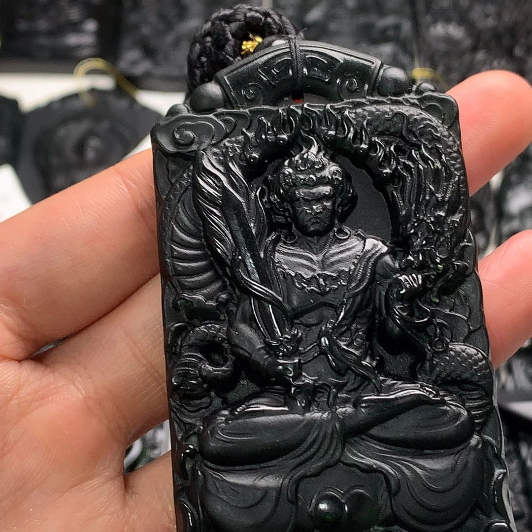 天然缅甸a货钢琴黑挂件