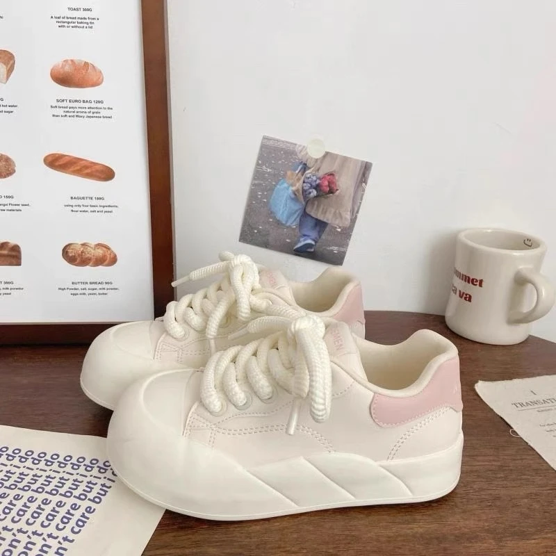 女秋冬百搭时尚舒适系带厚底小白鞋板鞋TP323