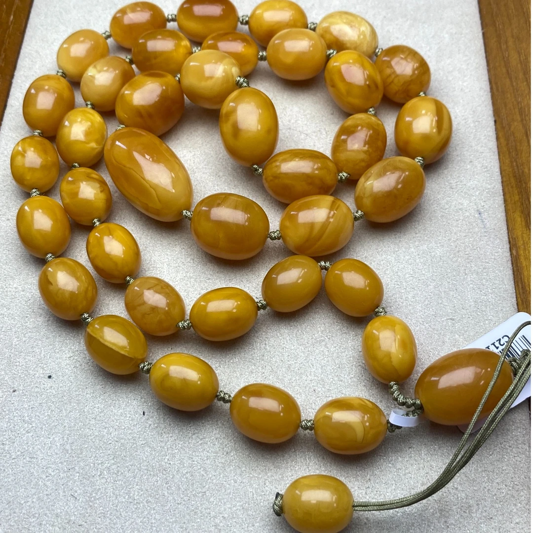 精品老蜡枣珠项链塔链