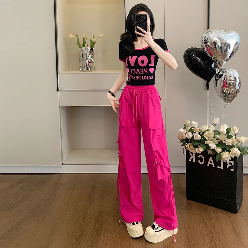 短袖休闲运动套装女夏季2025新款曳步舞广场舞服装洋气减龄两件套