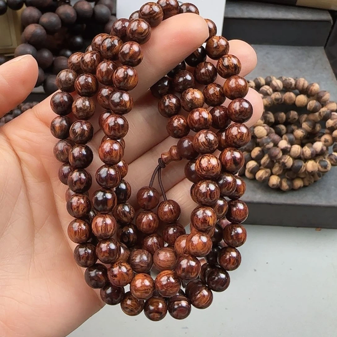 降真香手串/手链0.8×108海南红降黑金底满油