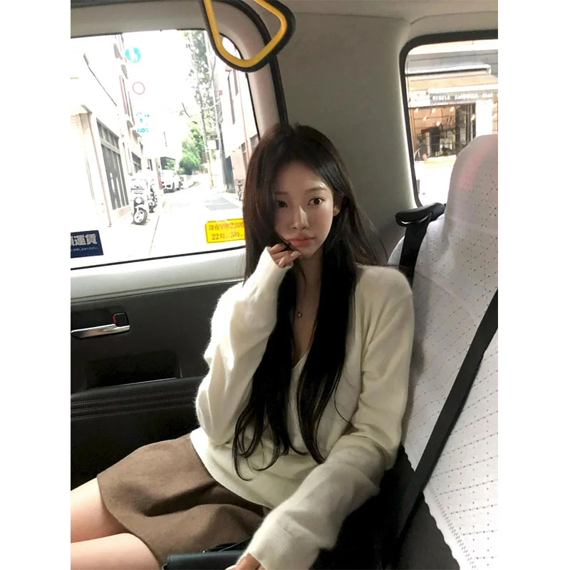 韩系chic松弛感长袖女秋季新款慵懒风休闲百搭甜美上衣百搭半身裙
