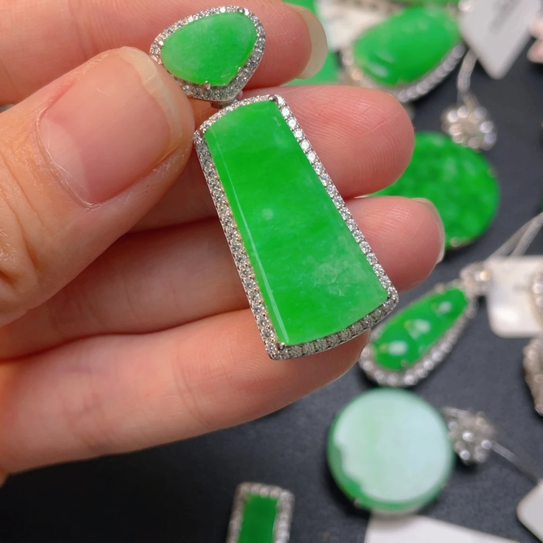 翡翠银S925镶嵌吊坠(不含链)