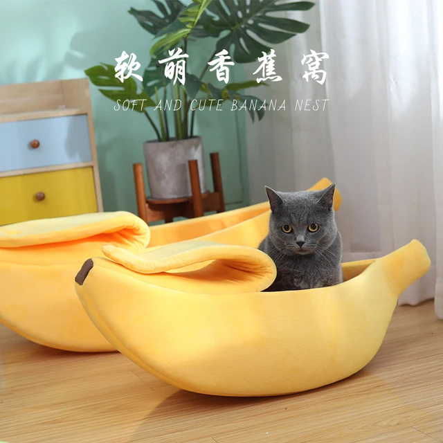 可爱香蕉船狗窝四季通用猫窝冬季保暖小型犬睡袋宠物猫咪窝春夏