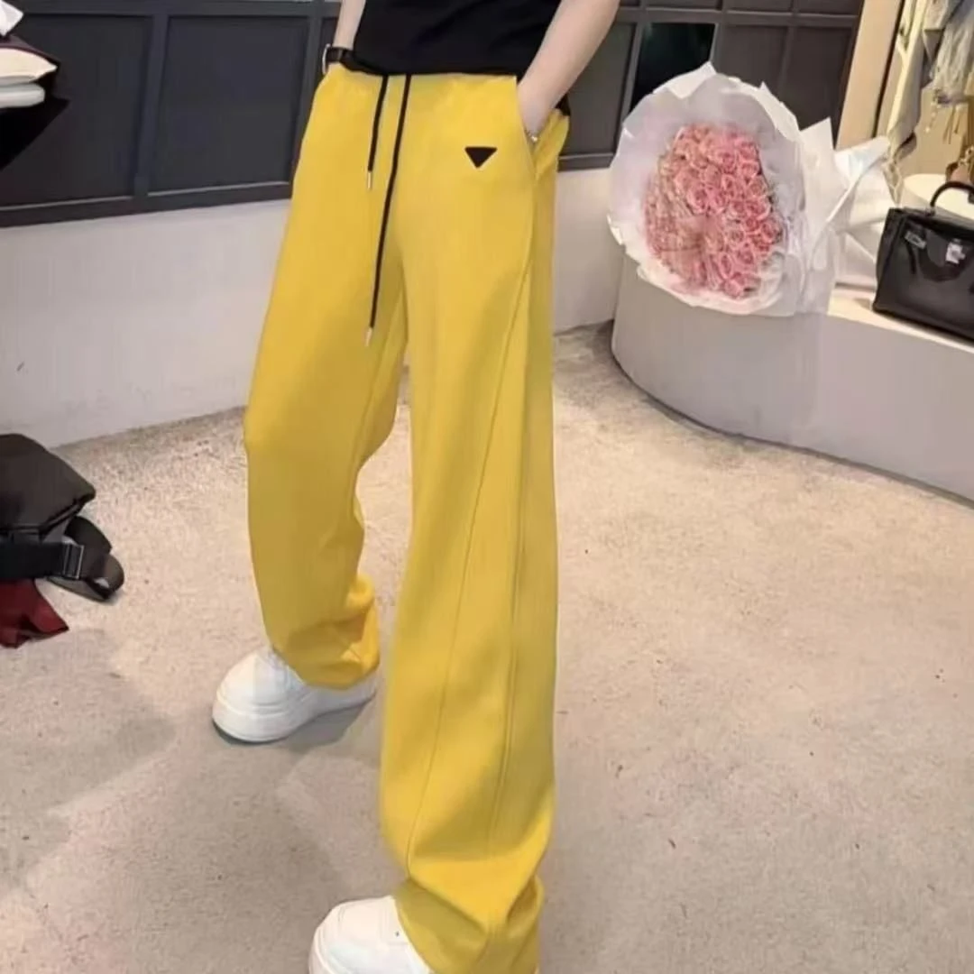 春季新款休闲裤女宽松显瘦百搭高腰抽绳韩版直筒裤时尚潮流运动裤