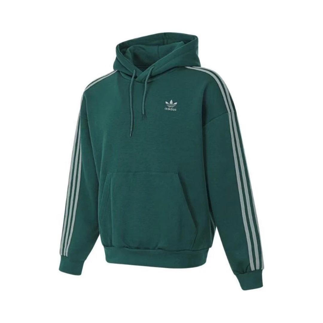 【原力场AC】阿迪达斯三叶草套头衫男三条纹绿色连帽卫衣JP1070