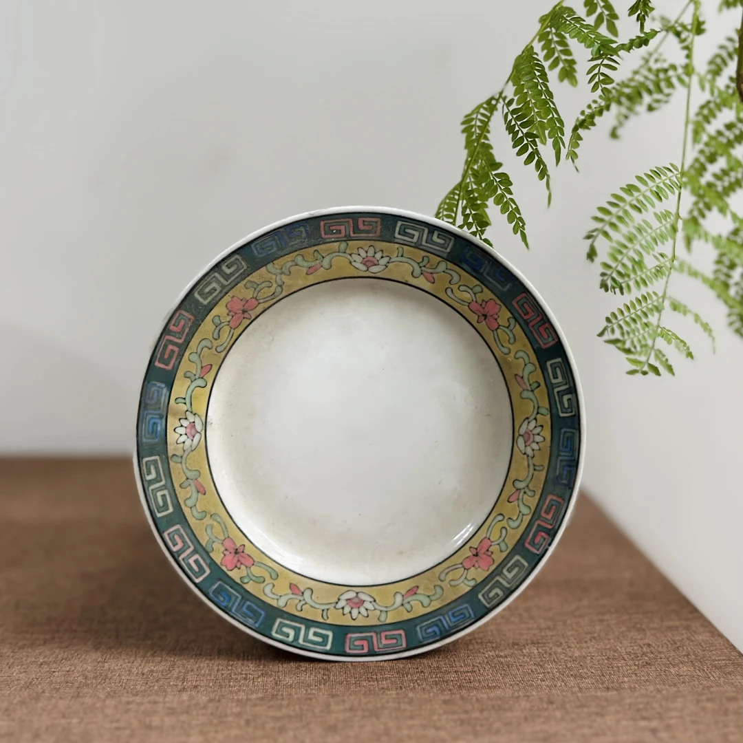 醴陵群力老瓷器釉下五彩手绘洋莲花满花小圆盘一等品福利价