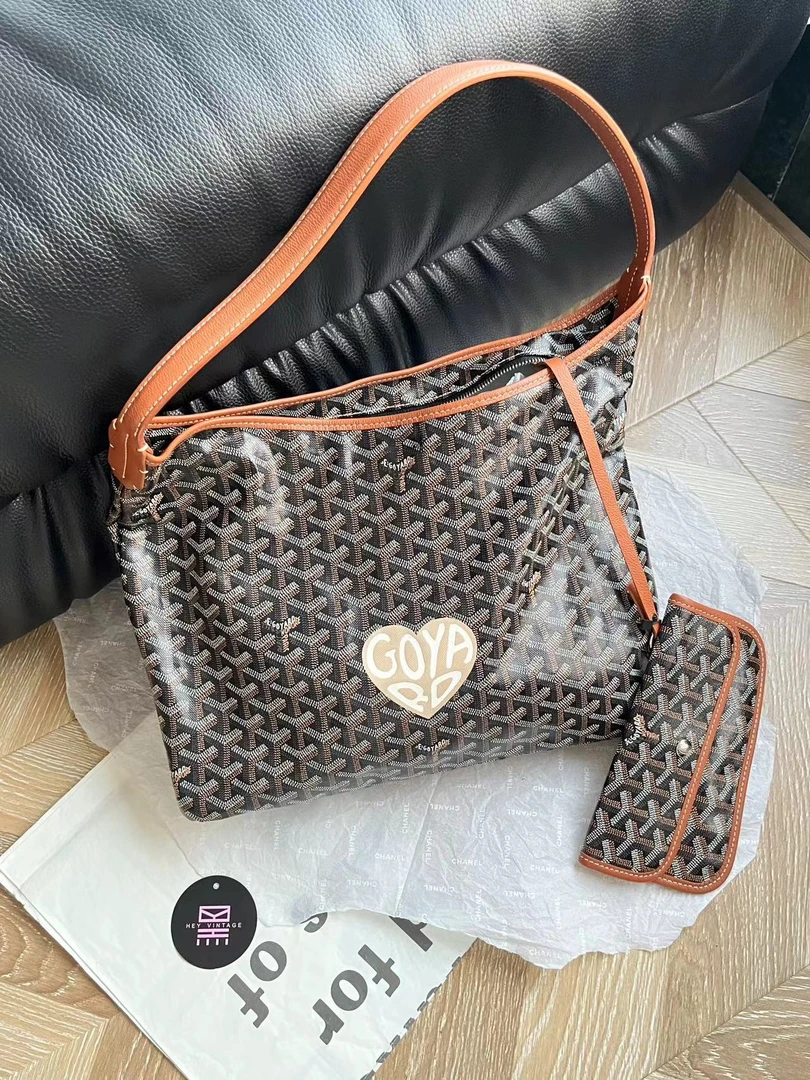95新 Gaoy/戈雅  棕色杏心Hobo包 34cm 12984749