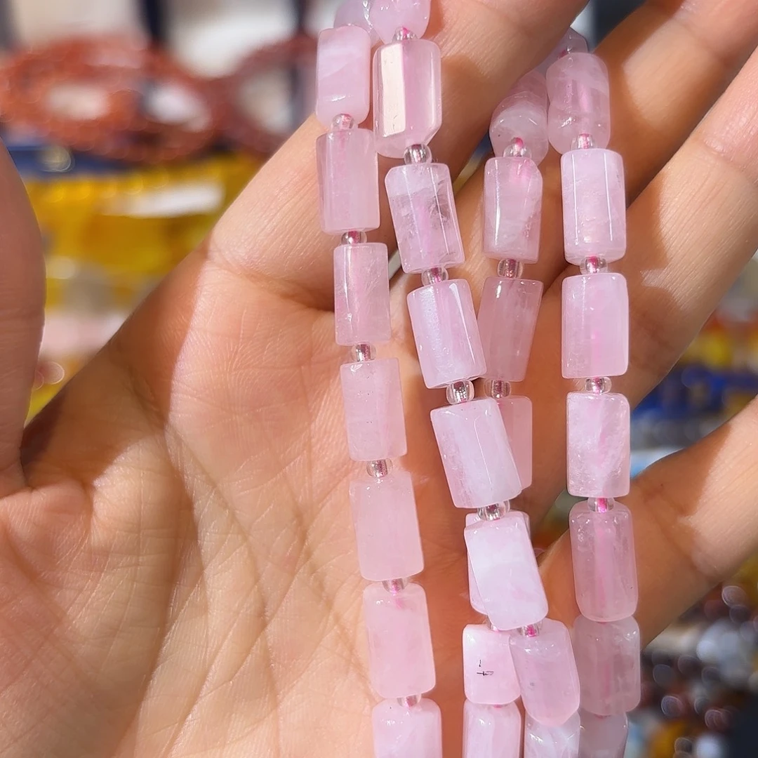 玛瑙/玉髓合金珠宝半成品粉水晶6-11一条
