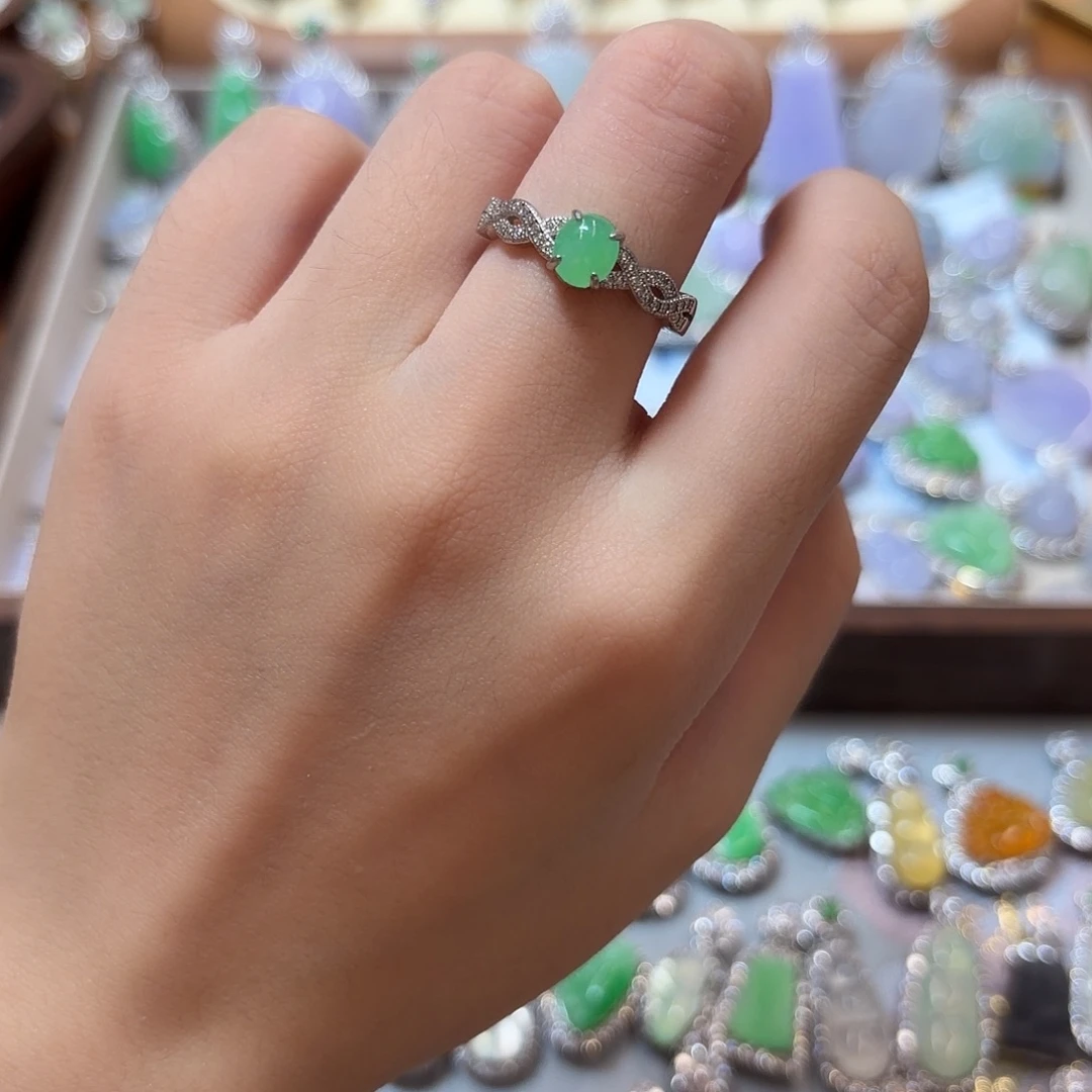 翡翠银S925镶嵌戒指