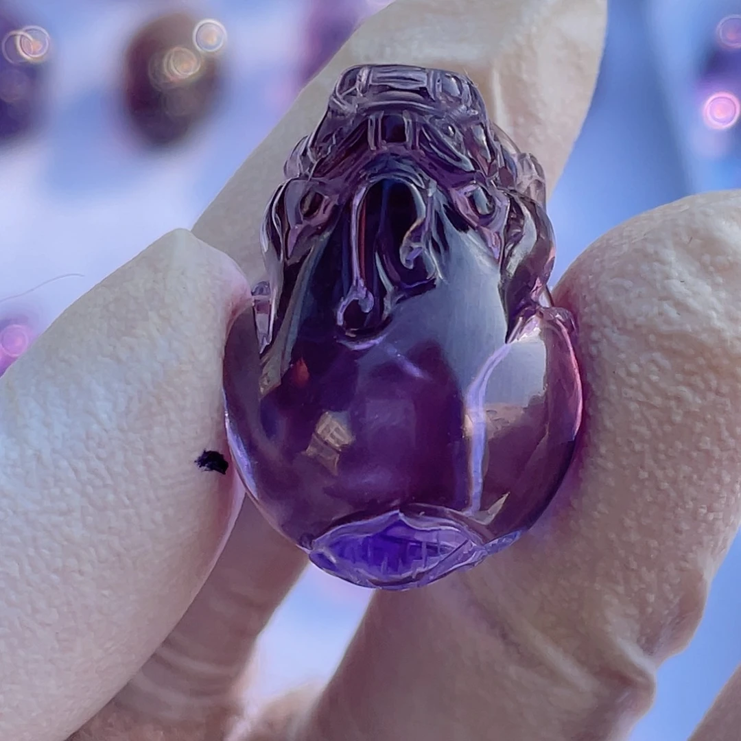 紫晶紫水貔貅打孔不退换未镶嵌?**三