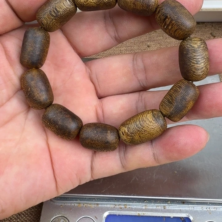 手串沉香大****洗金沙叶手串11克加