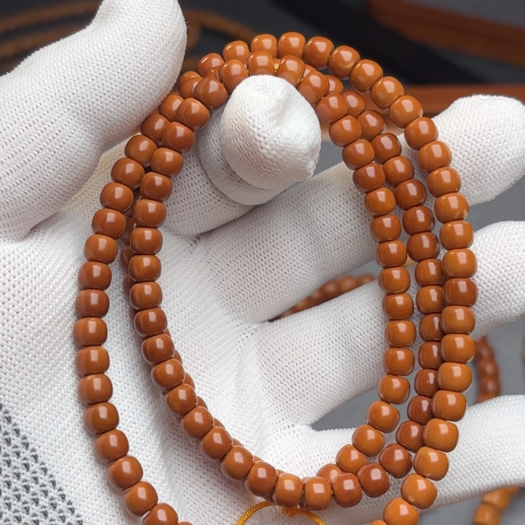橄榄核手串核尖老挝红料极限弧长串5.8