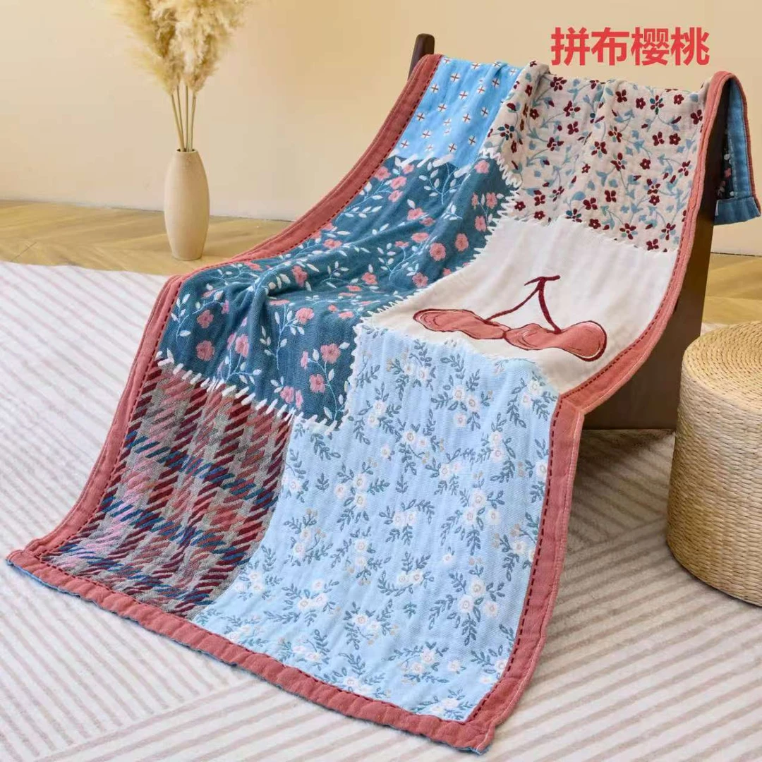 外贸水洗四层棉纱浴巾纯棉不缩水不变形四季通用多功能透气亲肤