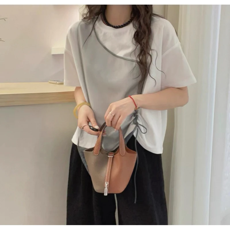 28113【PINGJIE】2025高货时尚宽松休闲潮流舒适百搭洋气短袖