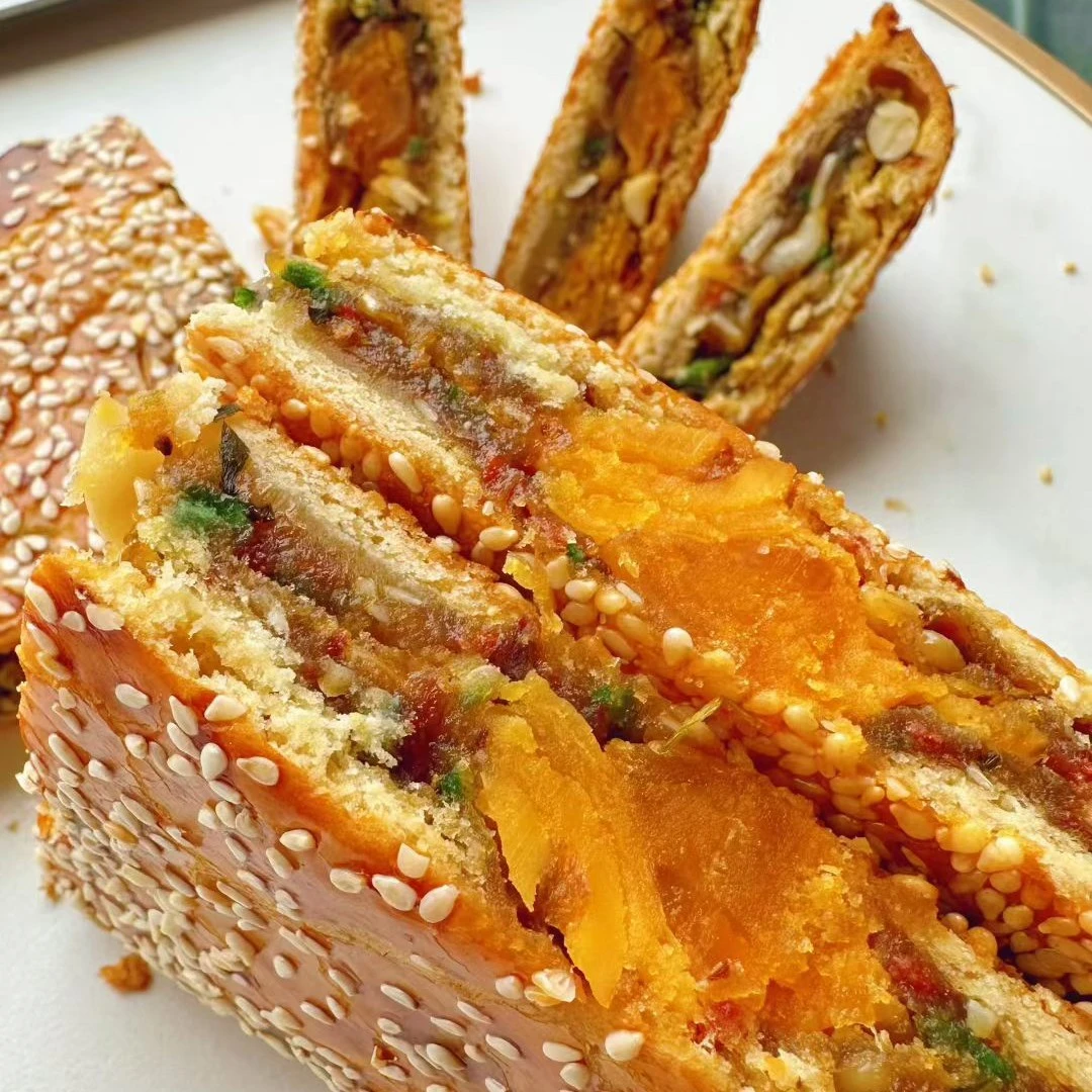 湖南怀化老式中秋月饼传统美食手工芝麻月饼湖南坚果柴火月饼